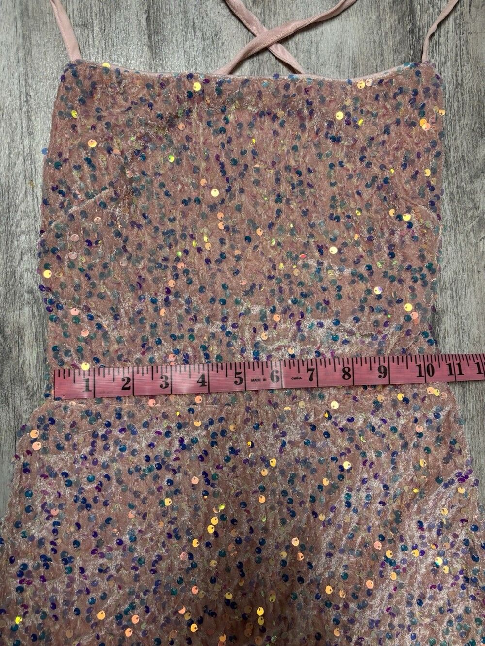 XS Barbiecore Pink Iridescent Sequin Bodycon Mini Dress Lace Up - Picture 9 of 12